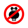 Stop Ram. Red prohibition road sign. No Sheep