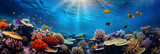 Fototapeta Fototapety do akwarium - Illuminated Underwater World - A Vivid Rendezvous of Marine Life and Coral Architecture in HD