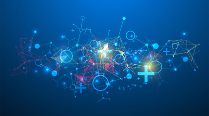 Abstract geometric vector background. Technology or science concept. Plexus effect.