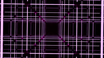 Wall Mural - electronic 3d grid with square lines. design. 3d grid with square tunnel on black background. comput