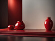  Minimal scene product presentation with red vases