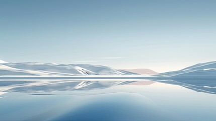 Wall Mural - a lake in a blue sky, in the style of minimalist sets