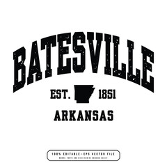 Batesville text effect vector. Editable college t-shirt design printable text effect vector