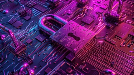 padlock on circuit board