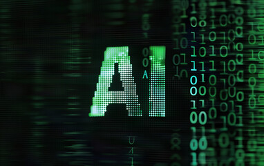 Wall Mural - Artificial intelligence AI letters background,created with Generative AI tecnology.