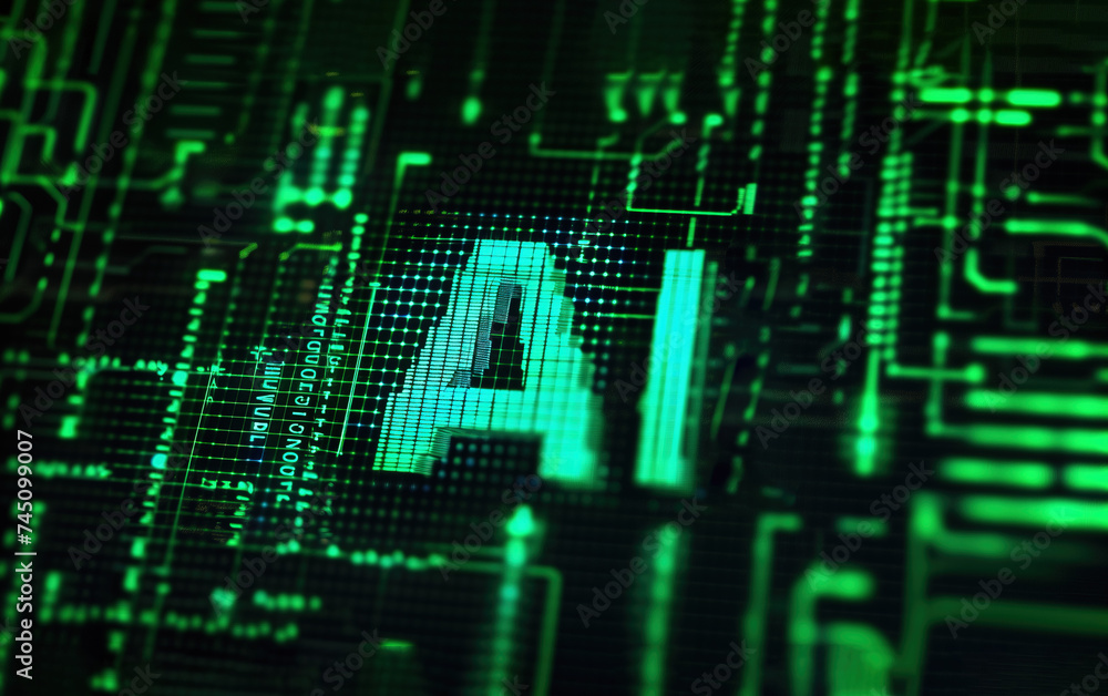 Artificial intelligence AI letters background,created with Generative AI tecnology.