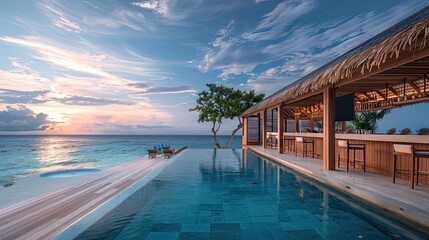 Wall Mural - resort pool bar, cocktail bar near the Maldives Resort pool