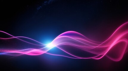 Wall Mural - radiant pink and blue light patterns flowing across a dark starry scene