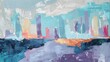 © HellSong - Wall art abstract picture city streets for home decoration, paint texture with unexpected pastel colors, stormy waves and calm feelings