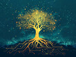 Growth and success visualized as a flourishing tree with branches representing different paths and achievements