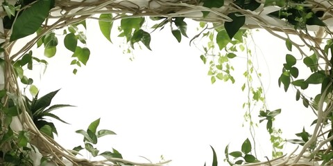 Wall Mural - Frame of liana branches jungle and tropical, chaotic disposition scene