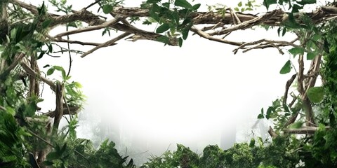 Wall Mural - Frame of liana branches jungle and tropical, chaotic disposition scene