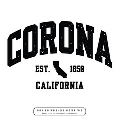 Corona text effect vector. Editable college t-shirt design printable text effect vector	