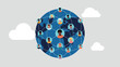 Vektor-Illustration von Menschen, die weltweit in einem sozialen Netzwerk verbunden sind - soziales Netzwerk-Konzept