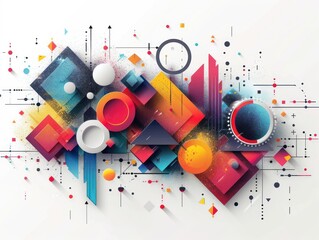 Canvas Print - visual spectacle unfolds in this captivating image showcasing the mesmerizing world of geometric design. With its intricate interplay of shapes, lines, and color