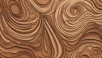 Wall Mural - Wood carving layers, abstract woodcut layer art background