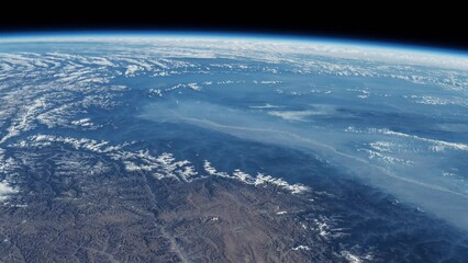Wall Mural - blue planet earth from space. land and clouds seen from above. view from international space station