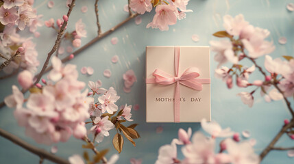 Wall Mural - blossom in spring with happy mothers day wish card