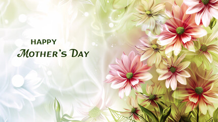 Wall Mural - background with flowers with happy mothers day wish card