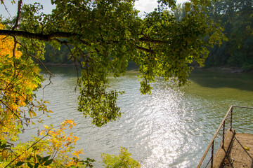 River of Tisza at an abandoned harbor