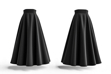 Wall Mural - Fashion black midi or maxi paneled skirt, mockup on white background. Space for design, print and showcasing. Generate Ai..