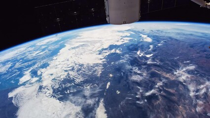 Wall Mural - beautiful planet earth seen from space in real time. view from international space station. public d