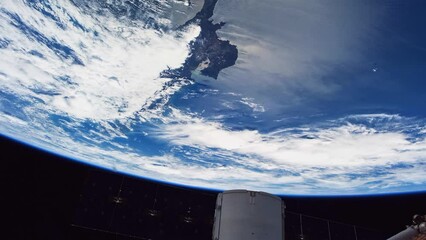 Wall Mural - beautiful planet earth seen from space in real time. view from international space station. public d