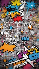  graffiti wall abstract background, Generative Ai not real photo, idea for artistic pop art background backdrop