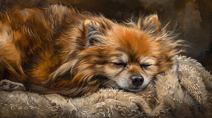 Wall Mural - Pomeranian in a peaceful moment