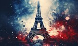 Fototapeta Paryż - A bright picture with the sights of Paris. splashes of color. An emotional picture.