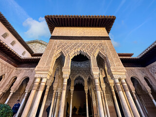 Wall Mural - Low-angle view of medieval wall in Alhambra, Granada, Spain