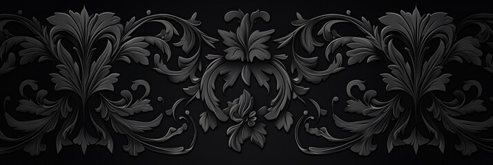  A Black wallpaper with ornate design, in the style of victorian, repeating pattern vector illustration