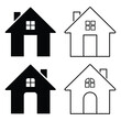 © Kakal CF ID 4016033 - Collection home icons. House symbol. Set of real estate objects and houses black icons isolated on white background. House vector. Vector illustration.