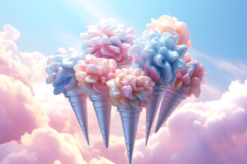 Futuristic composition with flying ice cream.