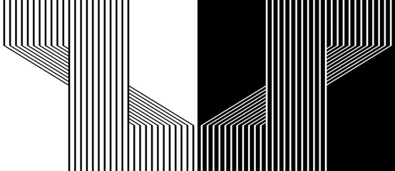 Wall Mural - abstract background with lines. stripes optical art illusion. design element or icon. black shape on