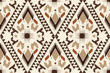 Ikat Pattern Seamless Ethnic Design Traditional Clolr Yellow Brown Design For Fabric Patterns Carpets Pants Pillows Wallpaper.