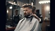 © Fotograf - A man getting his hair cut at a barber shop. Suitable for barber shop promotions