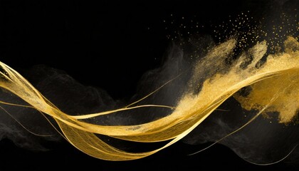 Elegant and luxurious black background with gold dust. Eleganckie czarne tło, tekstura ze złotem