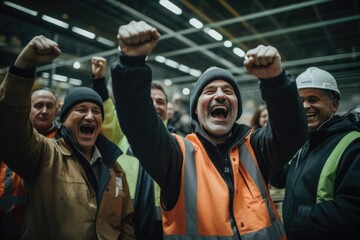 Wall Mural - A group of men wearing orange safety vests