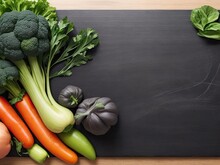 Free Picture Of Veggies With A Black Slate To The Left
