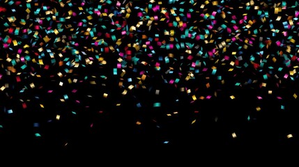 Canvas Print - Colorful confetti scattered on a dark backdrop. Ideal for festive occasions