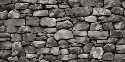 Wall Mural - A black and white photo of a stone wall. Suitable for architectural and design projects