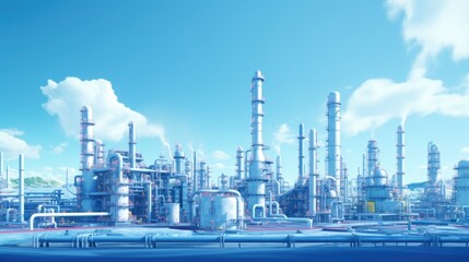 Wall Mural - A large oil refinery with numerous pipes. Suitable for industrial concepts