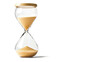 © Александр Марченко - A classic hourglass with cascading sand, capturing the essence of time passing, isolated on a white background.
