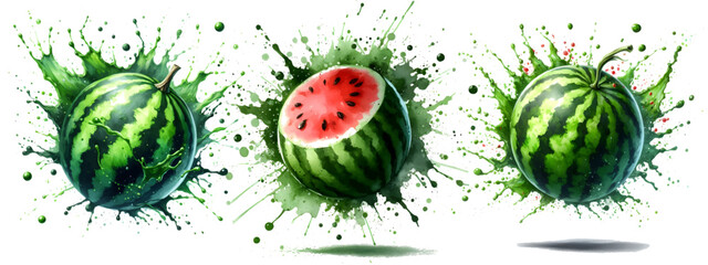 Wall Mural - watermelon watercolor vector isolated on white	
