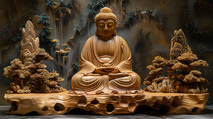 Buddha statue, soft image and soft focus style.