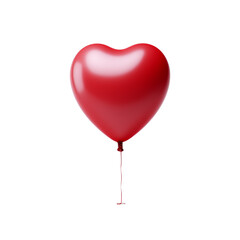 A glossy redn heart shaped foil air balloon isolated on a transparent or white background. PNG, Foil air party balloon, Valentines day, anniversary.