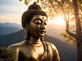 Wall Mural - golden buddha statue