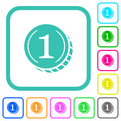 Sticker - Coin with number one vivid colored flat icons