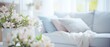 © ND STOCK - Modern Minimal clean clear contemporary white living room interior  home interior design daylight background, white sofa furniture and flowers couch in living room daylight from window, copyspace